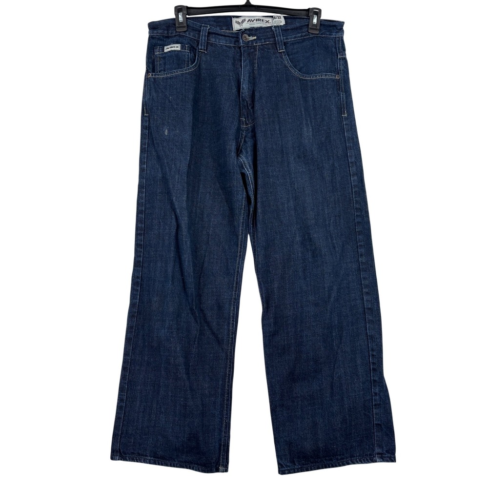 Avirex Relaxed Fit Embroidered Eagle Jeans Mens 36 x 30 Dark Wash Denim